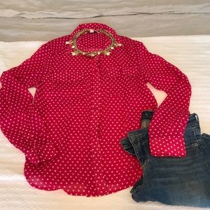 Sheer Pink Polka Dot Blouse